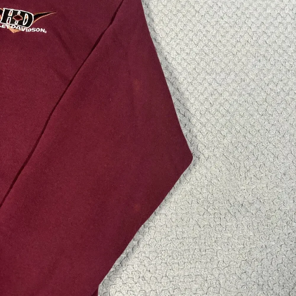 VTG 90's Harley Davidson USA Made Men's Maroon 1/4 Zip Sweatshirt Sz L - Picture 4 of 8
